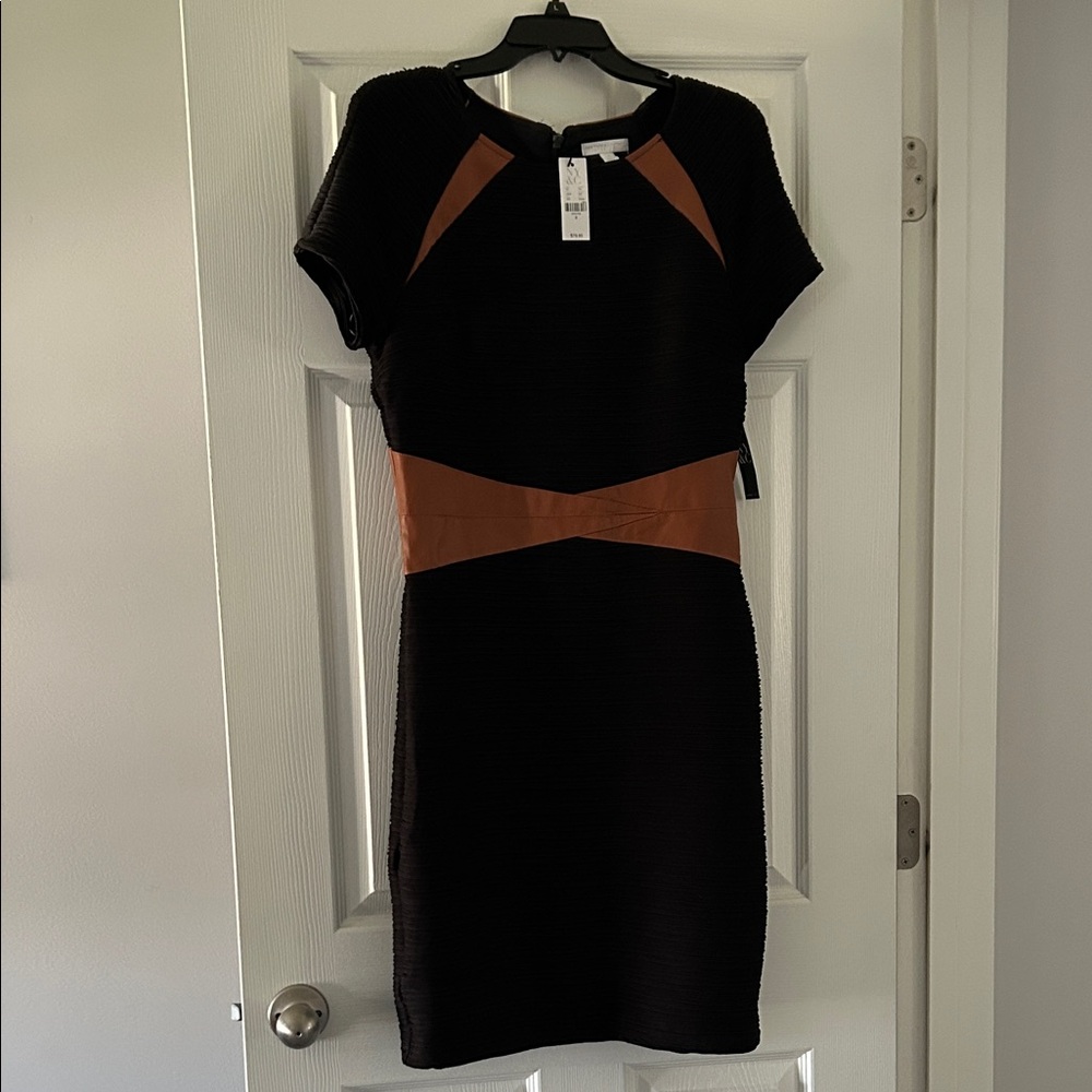 New York & Company Black and Brown Midi Dress